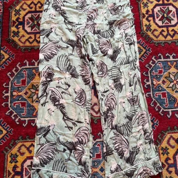 Rachel Antonoff Pajama Pants chicken print pale green loungewear - Picture 5 of 5